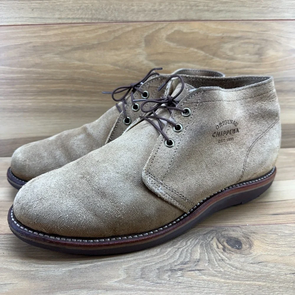 Chippewa Milford Suede Chukka Boot Mens 10 E Tan Wedge Soles USA Made